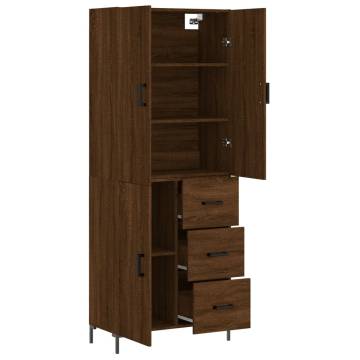 Elegant Brown Oak Highboard - Stylish Storage Solution