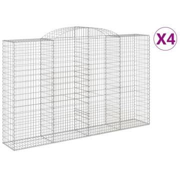 Arched Gabion Baskets 4 pcs - Galvanised Iron Garden Barriers