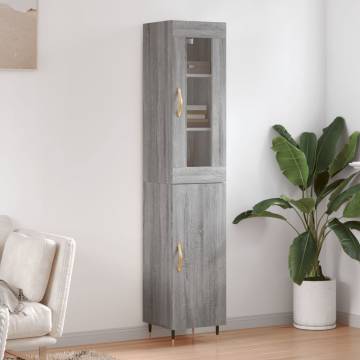 Stylish Highboard Grey Sonoma - 34.5x34x180 cm