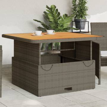 Garden Table Grey 110x110 cm - Poly Rattan & Acacia Wood