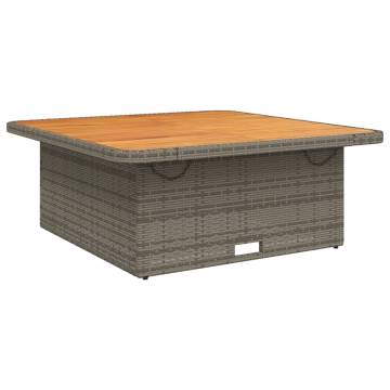 Garden Table Grey 110x110 cm - Poly Rattan & Acacia Wood