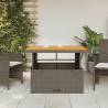 Garden Table Grey 110x110 cm - Poly Rattan & Acacia Wood