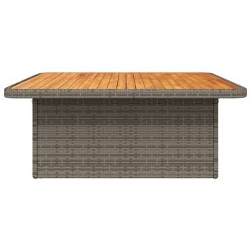 Garden Table Grey 110x110 cm - Poly Rattan & Acacia Wood