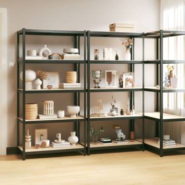 5-Layer Shelves - 3 pcs Anthracite Steel & Engineered Wood