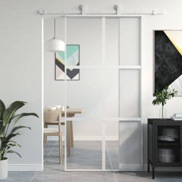 Elegant White Sliding Door - 102.5x205 cm Tempered Glass & Aluminium