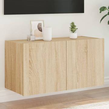 TV Wall Cabinet with LED Lights Sonoma Oak | HipoMarket