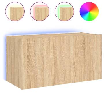 TV Wall Cabinet with LED Lights Sonoma Oak | HipoMarket