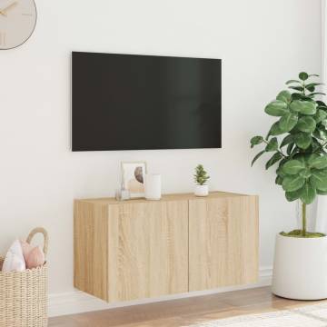 TV Wall Cabinet with LED Lights Sonoma Oak | HipoMarket