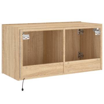 TV Wall Cabinet with LED Lights Sonoma Oak | HipoMarket