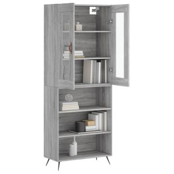 Stylish Highboard Grey Sonoma - 69.5x34x180 cm Engineered Wood