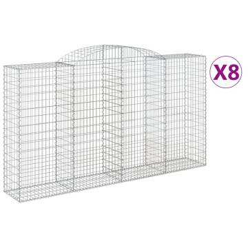 Arched Gabion Baskets - 8 pcs Galvanised Iron | HipoMarket