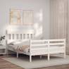 Bed Frame with Headboard White Small Double Solid Wood Colour white Size 120 x 190 cm Model low 