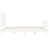 White Small Double Bed Frame with Headboard - Solid Wood