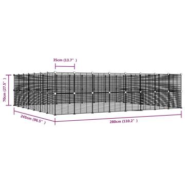 60-Panel Pet Cage with Door - Durable Steel, Black 35x35 cm