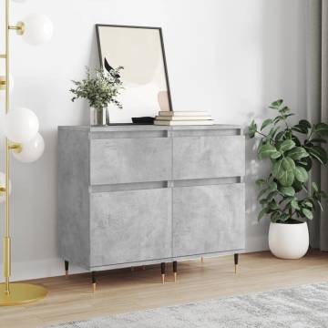 Stylish 2-Pc Concrete Grey Sideboards | Hipomarket