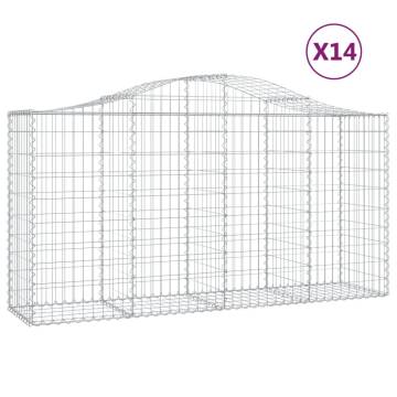 Arched Gabion Baskets 14 pcs - Galvanised Iron Garden Barriers