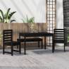 4 Piece Garden Dining Set - Black Solid Pine Wood | HipoMarket