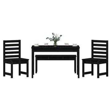 4 Piece Garden Dining Set - Black Solid Pine Wood | HipoMarket