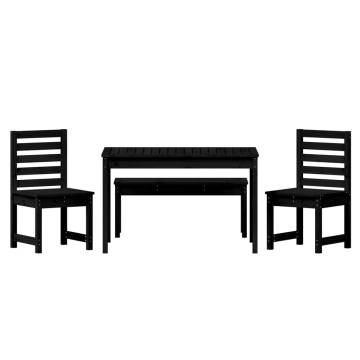 4 Piece Garden Dining Set - Black Solid Pine Wood | HipoMarket