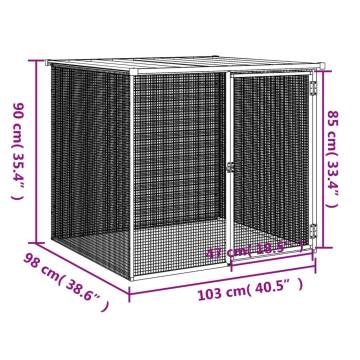 Light Grey Chicken Cage with Roof - Galvanised Steel 103x98x90 cm