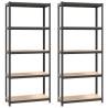 5-Layer Shelves Set - Anthracite Steel & Engineered Wood