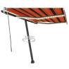 Manual Retractable Awning with LED 300x250 cm Orange and Brown Colour multicolour Size 300 x 250 cm Quantity in Package 1 