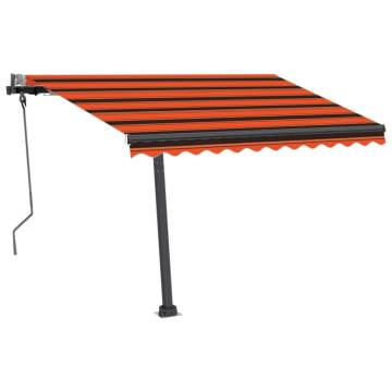 Manual Retractable Awning with LED - 300x250 cm Orange & Brown