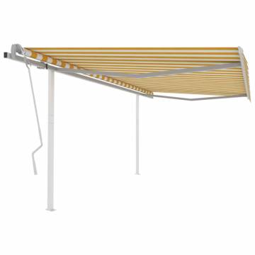 Manual Retractable Awning 4x3m Yellow & White - Hipomarket