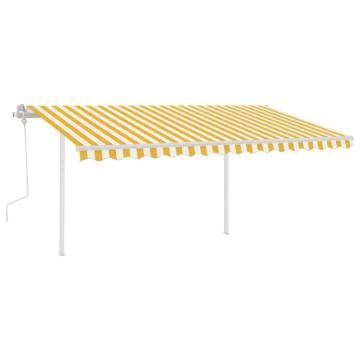 Manual Retractable Awning 4x3m Yellow & White - Hipomarket