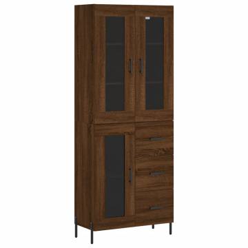 Elegant Brown Oak Highboard - 69.5x34x180 cm | Hipomarket