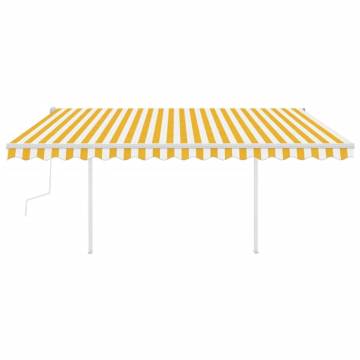 Manual Retractable Awning 4x3m Yellow & White - Hipomarket