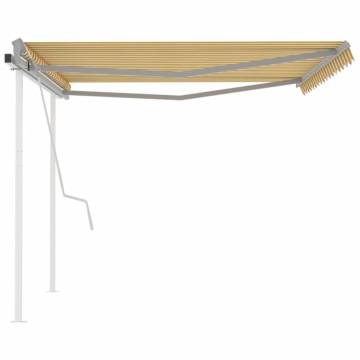 Manual Retractable Awning 4x3m Yellow & White - Hipomarket