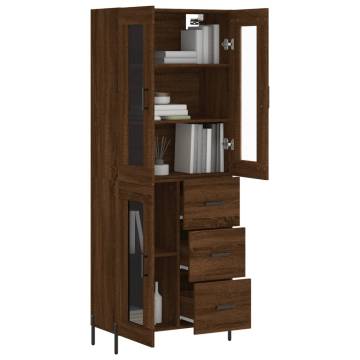 Elegant Brown Oak Highboard - 69.5x34x180 cm | Hipomarket