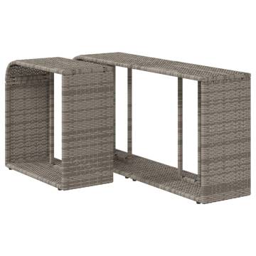 Storage Shelves 2 pcs Grey Poly Rattan - Stylish Outdoor Solution