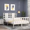 White Bed Frame with Headboard - Solid Pine Wood 140x190 cm