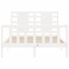 White Bed Frame with Headboard - Solid Pine Wood 140x190 cm