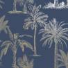 DUTCH WALLCOVERINGS Tropical Trees Wallpaper - Navy Blue & Silver