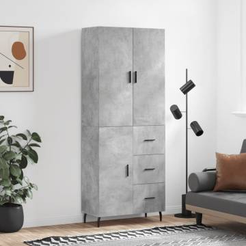 Stylish Highboard Concrete Grey - 69.5x34x180 cm | Hipo Market