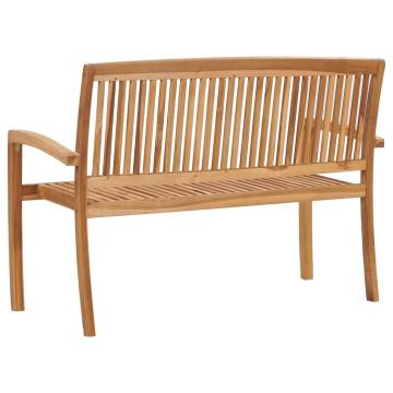 2-Seater Stacking Garden Bench - Solid Teak Wood | HipoMarket