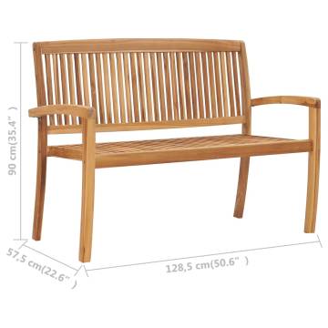 2-Seater Stacking Garden Bench - Solid Teak Wood | HipoMarket