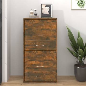 Stylish Smoked Oak Sideboard with 6 Drawers - 50x34x96 cm