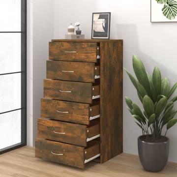 Stylish Smoked Oak Sideboard with 6 Drawers - 50x34x96 cm