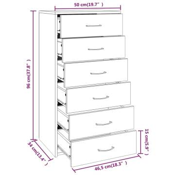 Stylish Smoked Oak Sideboard with 6 Drawers - 50x34x96 cm