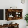 Stylish TV Wall Cabinet with LED Lights in Smoked Oak