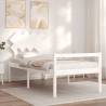 White Single Solid Wood Bed Frame with Headboard - HipoMarket