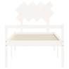 White Single Solid Wood Bed Frame with Headboard - HipoMarket