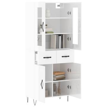 Stylish Highboard High Gloss White - 69.5x34x180 cm