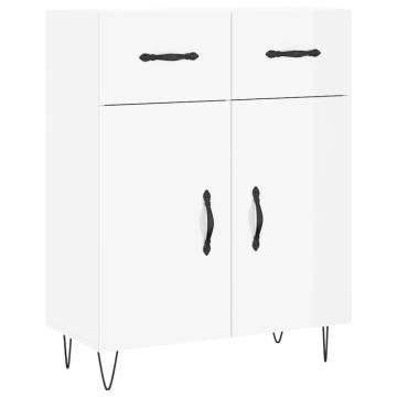 Stylish Highboard High Gloss White - 69.5x34x180 cm