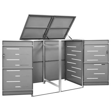 Double Wheelie Bin Shed | Stainless Steel | Hipomarket UK