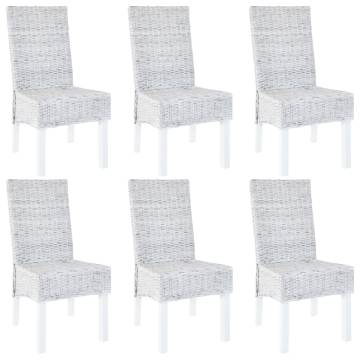 Light Brown Kubu Rattan & Mango Wood Dining Chairs - Set of 6